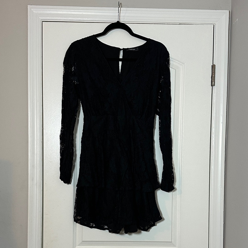 Elegant Black Lace Romper